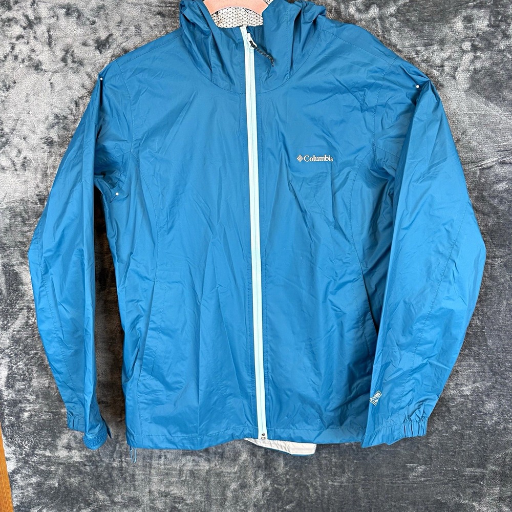 Columbia Omni-Tech Men's Waterproof Breathable Hooded Rain Jacket Blue XL Rain